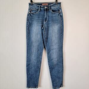 Judy Blue Boyfriend Fit Jeans 3/26 High Waist Stretch Momcore Preppy Cabin